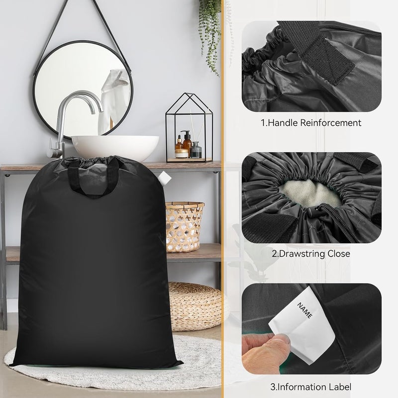 Isink Extra Large Laundry Bag With Handles, Heavy Duty, Travel Laundry Bag for Dirty Clothes, 28" x 40" (Black) - Image 4